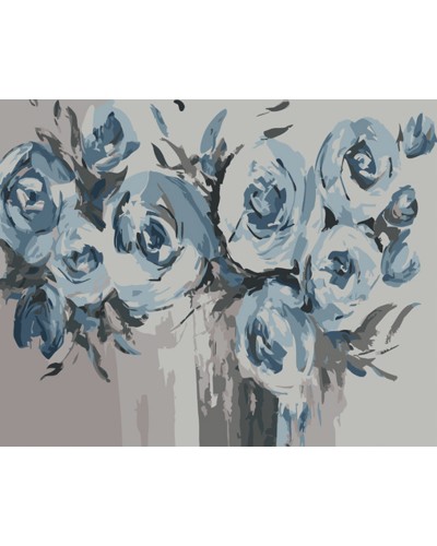 Набір для розпису по номерах Блакитні квіти Strateg розміром 40х50 см (GS1043)
